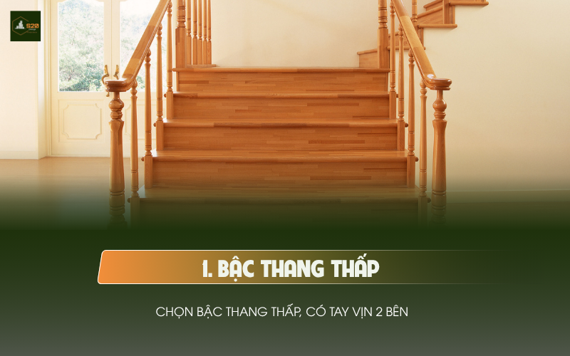 Cầu thang cho người lớn tuổi với tay vịn an toàn và bậc chống trượt