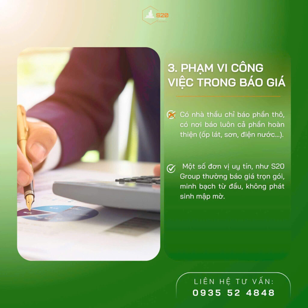 Phạm vi công việc trong báo giá