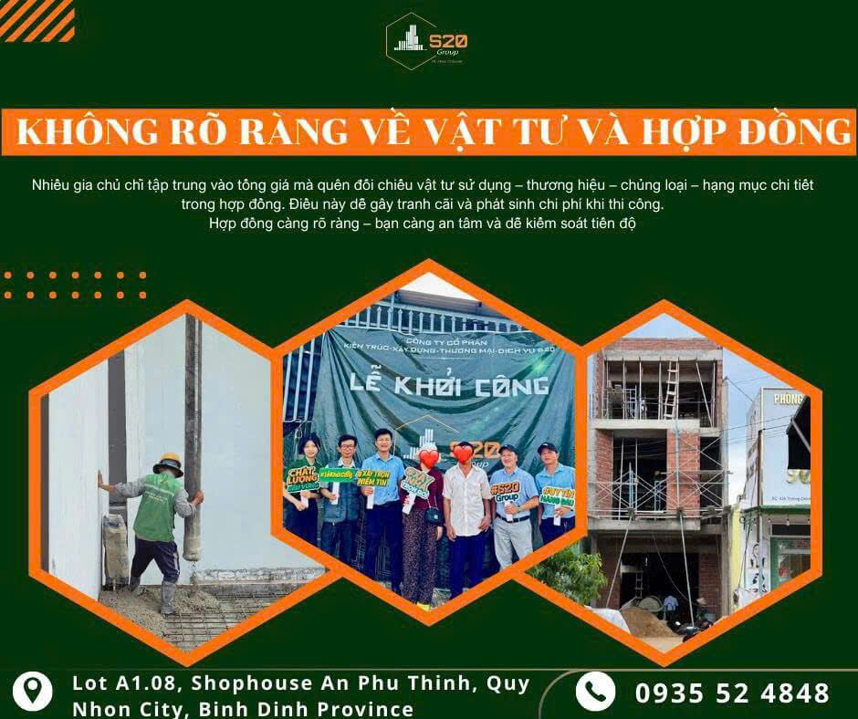 Hợp đồng xây dựng và danh sách vật tư cần ghi rõ chi tiết trước khi ký kết