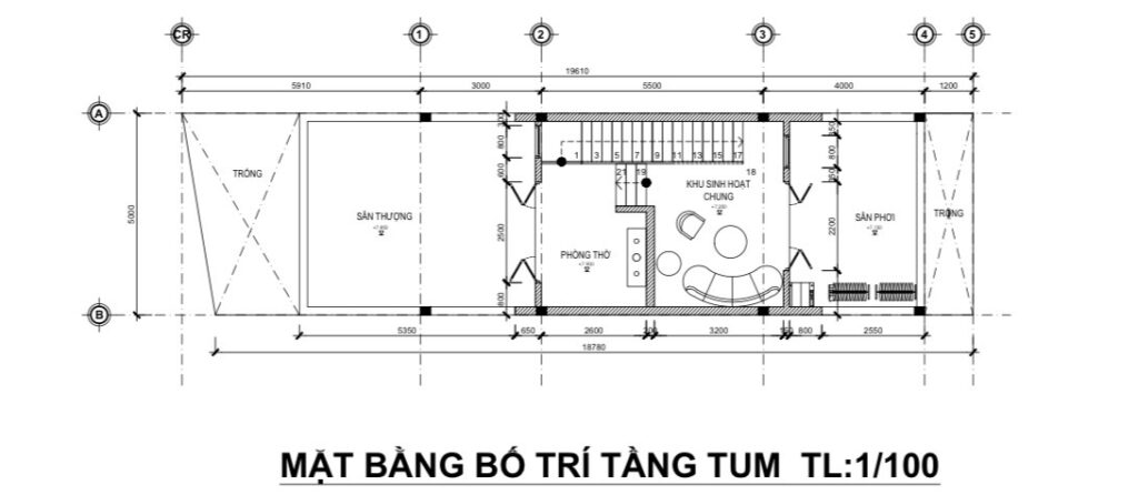 mặt bằng tầng tum
