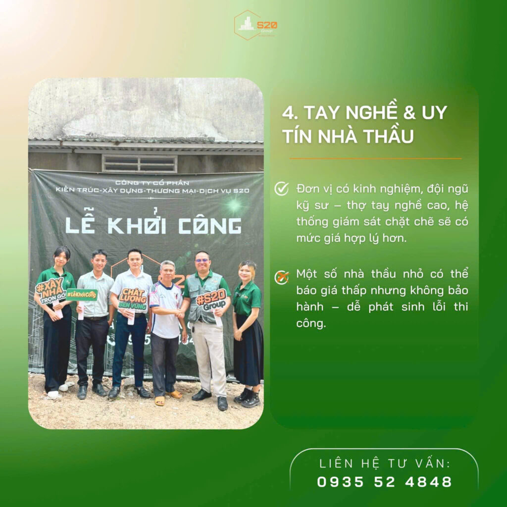 Tay nghề và uy tín nhà thầu