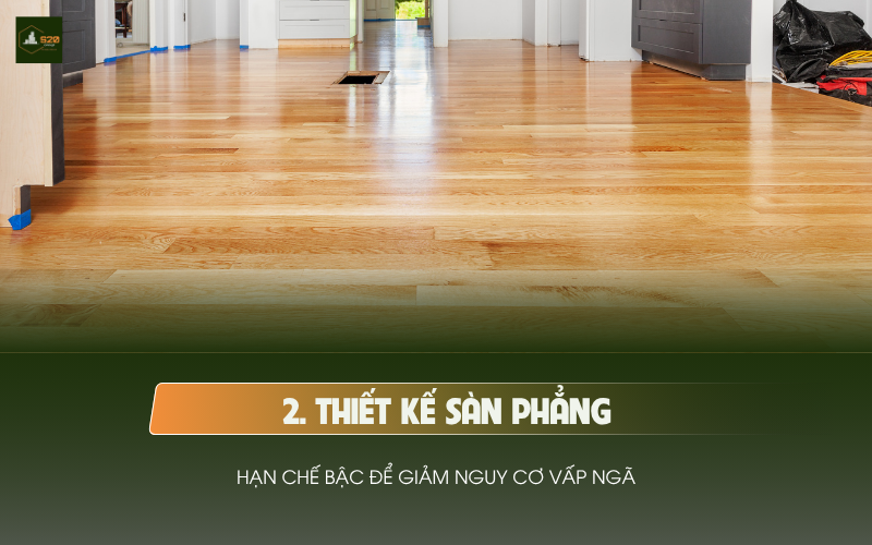 Sàn nhà cho người lớn tuổi với cảnh báo màu và chống trơn trượt