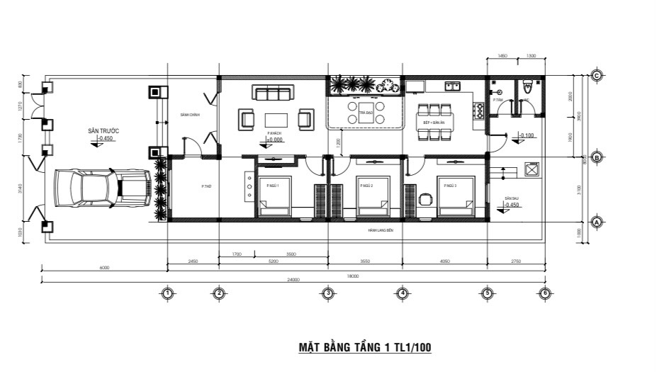 Mặt bằng công năng căn nhà cấp 4 mái Nhật
