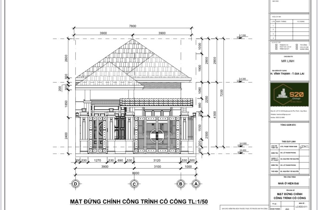 Mặt đứng chính công trình