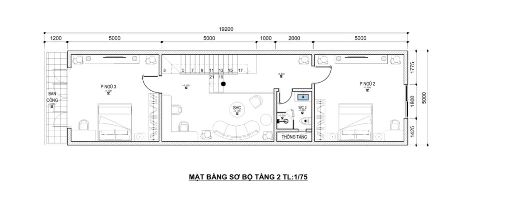 Nhà phố 2 tầng 1 tum