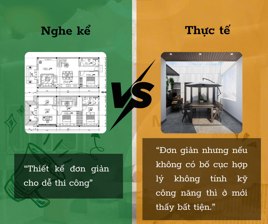 Bản vẽ thiết kế nhà đơn giản so với bản vẽ tối ưu công năng thực tế